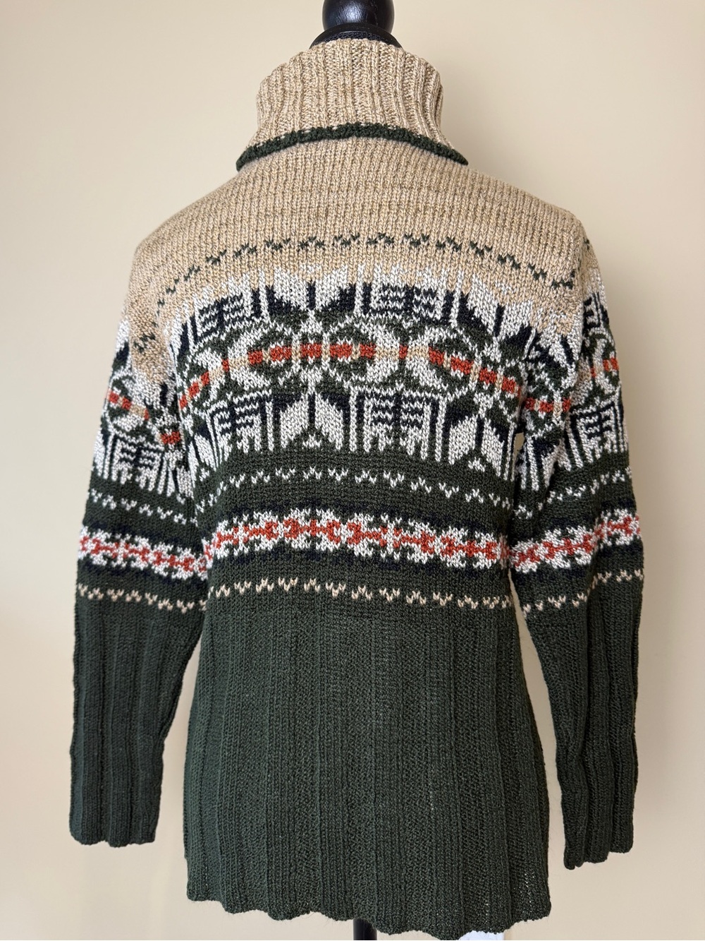 East West Fashions Women’s M Fair Isle Turtleneck Sweater Brown Green Orange - Picture 2 of 10